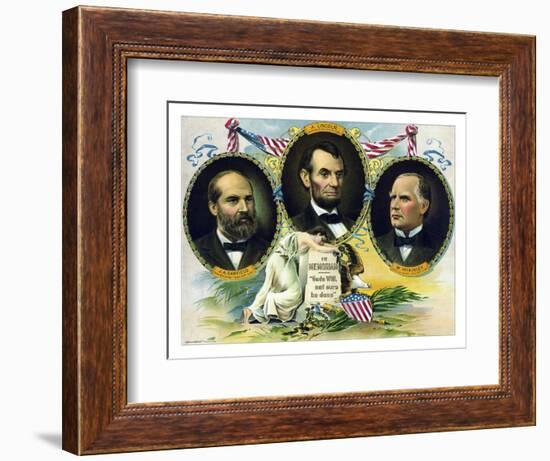 Vintage Print of Presidents James Garfield, Abraham Lincoln, and William Mckinley-Stocktrek Images-Framed Art Print