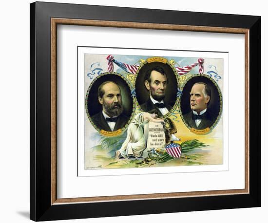 Vintage Print of Presidents James Garfield, Abraham Lincoln, and William Mckinley-Stocktrek Images-Framed Art Print