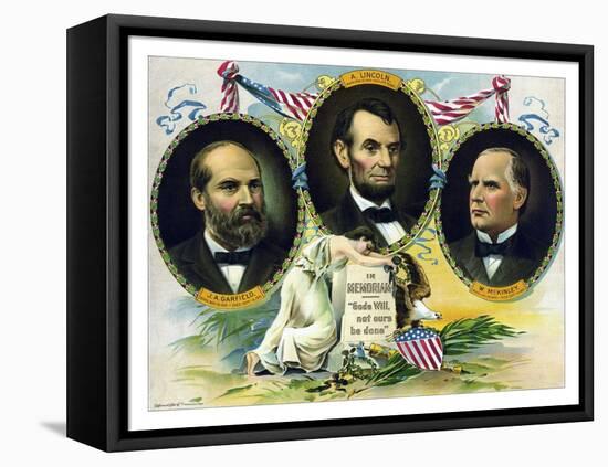 Vintage Print of Presidents James Garfield, Abraham Lincoln, and William Mckinley-Stocktrek Images-Framed Stretched Canvas