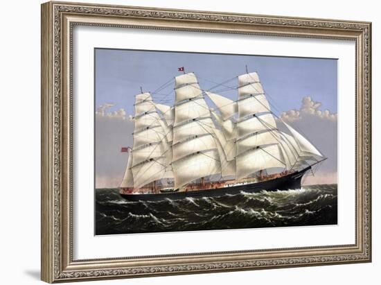 Vintage Print of the Clipper Ship Three Brothers-Stocktrek Images-Framed Art Print