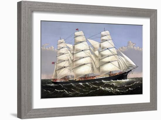 Vintage Print of the Clipper Ship Three Brothers-Stocktrek Images-Framed Art Print