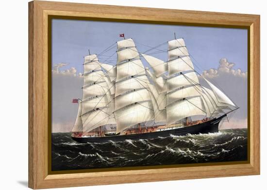 Vintage Print of the Clipper Ship Three Brothers-Stocktrek Images-Framed Stretched Canvas