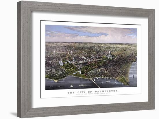 Vintage Print of Washington D.C-Stocktrek Images-Framed Premium Giclee Print