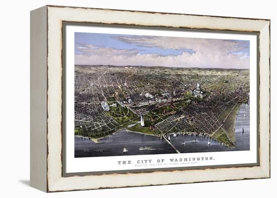 Vintage Print of Washington D.C-Stocktrek Images-Framed Stretched Canvas