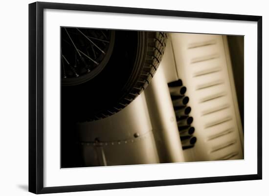 Vintage Racing Car with Exhaust and Air Vents Close Up-Will Wilkinson-Framed Photographic Print