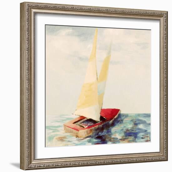 Vintage Red Sailboat-Lanie Loreth-Framed Art Print