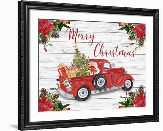 Vintage Red Truck Christmas-A-Jean Plout-Framed Giclee Print