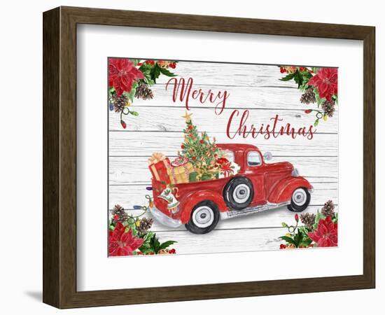 Vintage Red Truck Christmas-A-Jean Plout-Framed Giclee Print