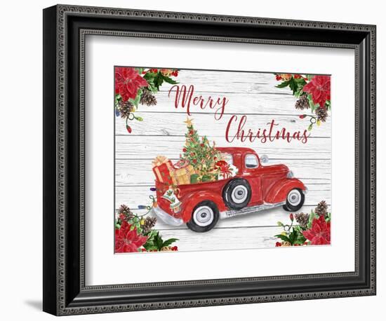 Vintage Red Truck Christmas-A-Jean Plout-Framed Giclee Print