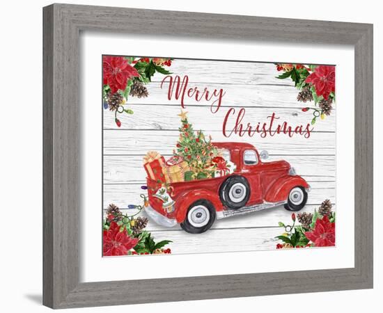 Vintage Red Truck Christmas-A-Jean Plout-Framed Giclee Print