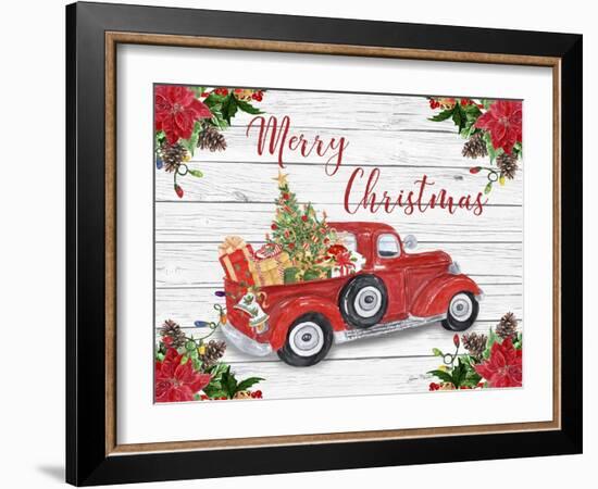 Vintage Red Truck Christmas-A-Jean Plout-Framed Giclee Print