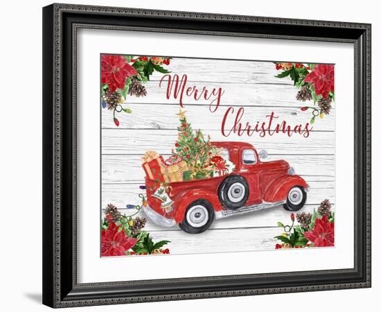 Vintage Red Truck Christmas-A-Jean Plout-Framed Giclee Print