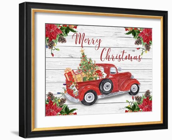 Vintage Red Truck Christmas-A-Jean Plout-Framed Giclee Print