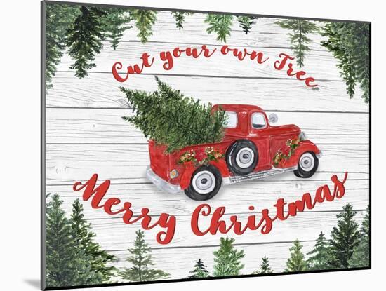 Vintage Red Truck Christmas-B-Jean Plout-Mounted Premium Giclee Print