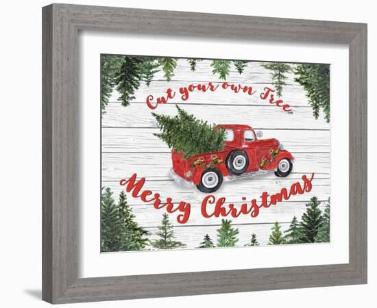 Vintage Red Truck Christmas-B-Jean Plout-Framed Giclee Print