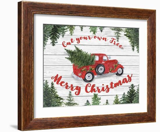 Vintage Red Truck Christmas-B-Jean Plout-Framed Giclee Print