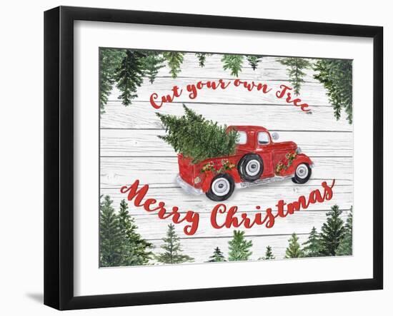 Vintage Red Truck Christmas-B-Jean Plout-Framed Giclee Print