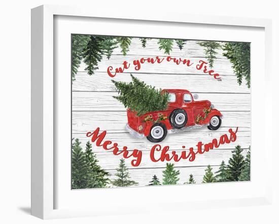 Vintage Red Truck Christmas-B-Jean Plout-Framed Giclee Print