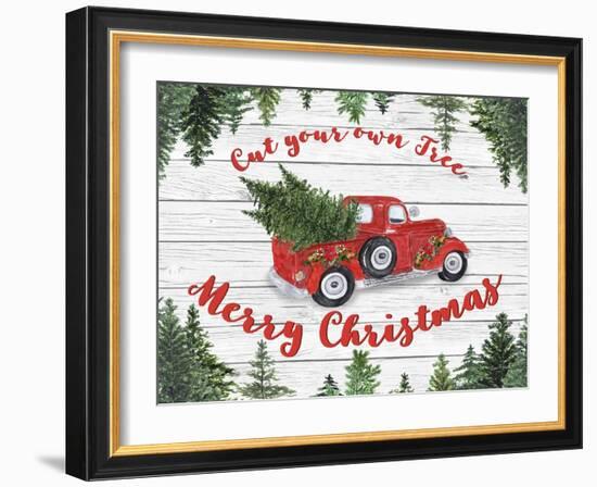 Vintage Red Truck Christmas-B-Jean Plout-Framed Giclee Print