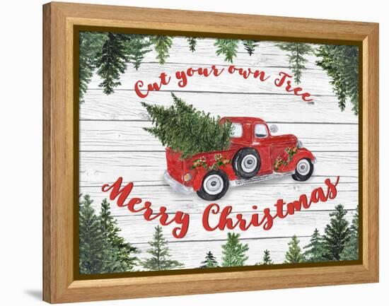 Vintage Red Truck Christmas-B-Jean Plout-Framed Premier Image Canvas