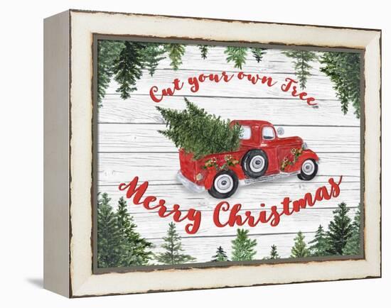 Vintage Red Truck Christmas-B-Jean Plout-Framed Premier Image Canvas