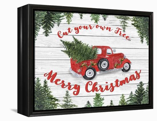 Vintage Red Truck Christmas-B-Jean Plout-Framed Premier Image Canvas