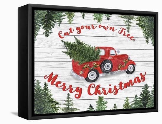 Vintage Red Truck Christmas-B-Jean Plout-Framed Premier Image Canvas
