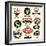 Vintage Retro BBQ Badges and Labels-Catherinecml-Framed Art Print