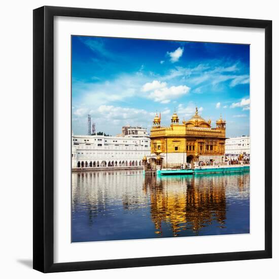 Vintage Retro Effect Filtered Hipster Style Travel Image of Sikh Gurdwara Golden Temple (Harmandir-f9photos-Framed Photographic Print