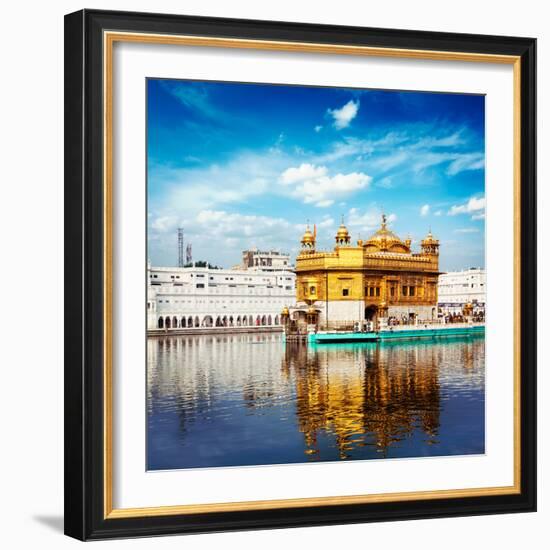 Vintage Retro Effect Filtered Hipster Style Travel Image of Sikh Gurdwara Golden Temple (Harmandir-f9photos-Framed Photographic Print