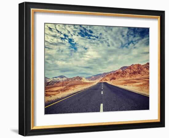 Vintage Retro Effect Filtered Hipster Style Travel Image of Travel Forward Concept Background - Roa-f9photos-Framed Photographic Print