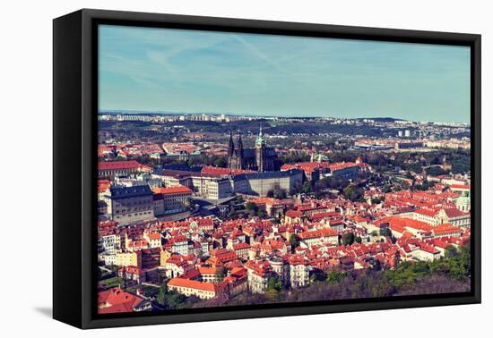 Vintage Retro Hipster Style Travel Image of Aerial Panorama of Hradchany: the Saint Vitus (St. Vitt-f9photos-Framed Premier Image Canvas