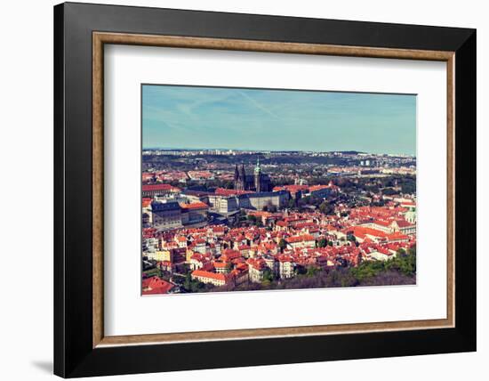 Vintage Retro Hipster Style Travel Image of Aerial Panorama of Hradchany: the Saint Vitus (St. Vitt-f9photos-Framed Photographic Print