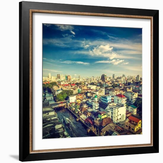 Vintage Retro Hipster Style Travel Image of Bangkok Aerial View . Thailand-f9photos-Framed Photographic Print