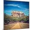 Vintage Retro Hipster Style Travel Image of Famous Ancient Sigiriya Rock with Grunge Texture Overla-f9photos-Mounted Photographic Print