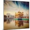 Vintage Retro Hipster Style Travel Image of Famous India Attraction Sikh Gurdwara Golden Temple (Ha-f9photos-Mounted Photographic Print