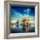 Vintage Retro Hipster Style Travel Image of Famous India Attraction Sikh Gurdwara Golden Temple (Ha-f9photos-Framed Photographic Print