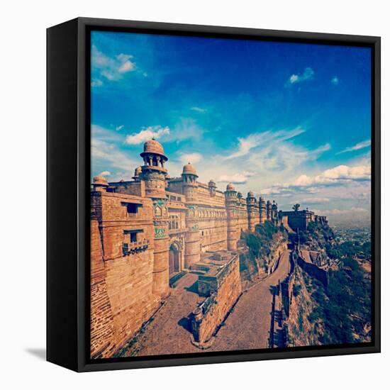 Vintage Retro Hipster Style Travel Image of India Tourist Attraction - Mughal Architecture - Gwalio-f9photos-Framed Premier Image Canvas