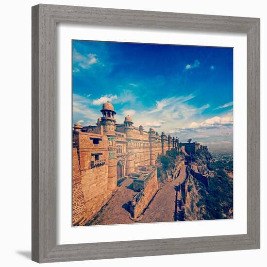 Vintage Retro Hipster Style Travel Image of India Tourist Attraction - Mughal Architecture - Gwalio-f9photos-Framed Photographic Print