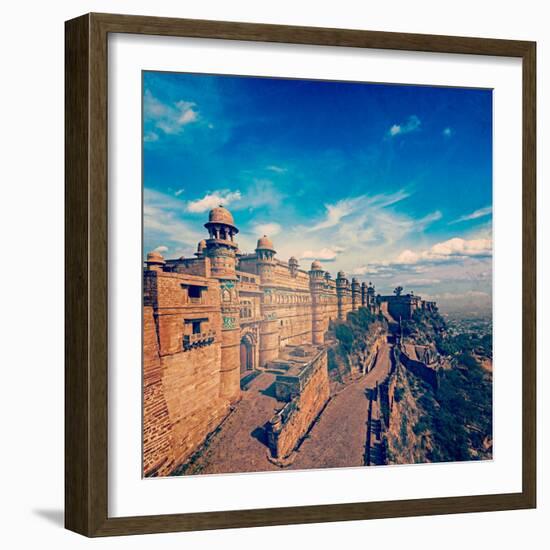 Vintage Retro Hipster Style Travel Image of India Tourist Attraction - Mughal Architecture - Gwalio-f9photos-Framed Photographic Print