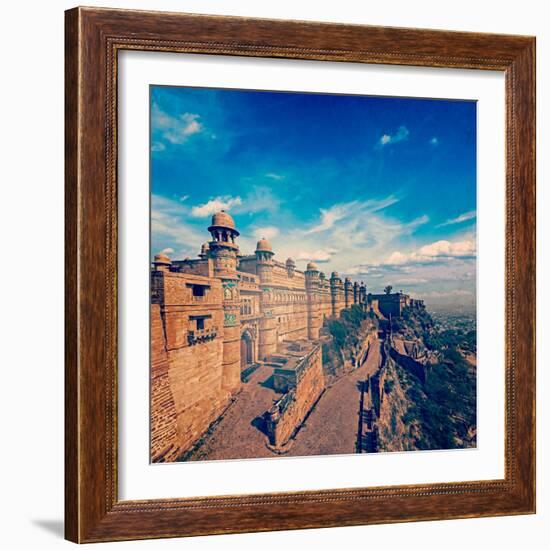 Vintage Retro Hipster Style Travel Image of India Tourist Attraction - Mughal Architecture - Gwalio-f9photos-Framed Photographic Print