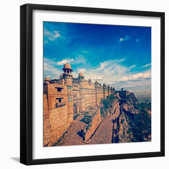 Vintage Retro Hipster Style Travel Image of India Tourist Attraction - Mughal Architecture - Gwalio-f9photos-Framed Photographic Print