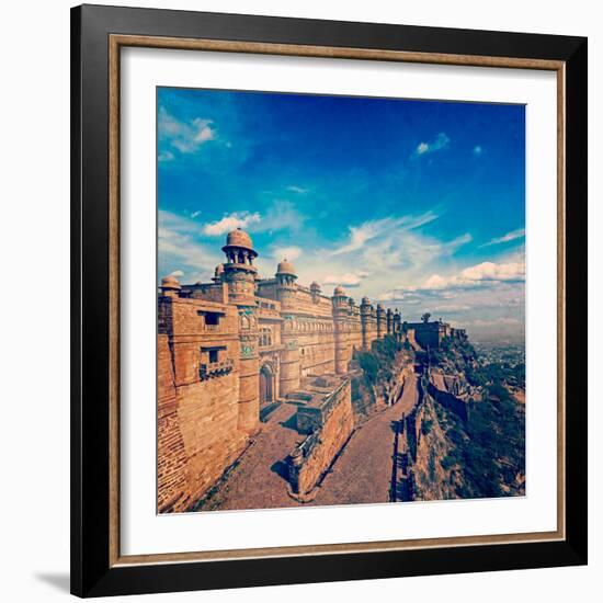 Vintage Retro Hipster Style Travel Image of India Tourist Attraction - Mughal Architecture - Gwalio-f9photos-Framed Photographic Print