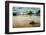 Vintage Retro Hipster Style Travel Image of Message Bottle on Beach Sand in Waves-f9photos-Framed Photographic Print