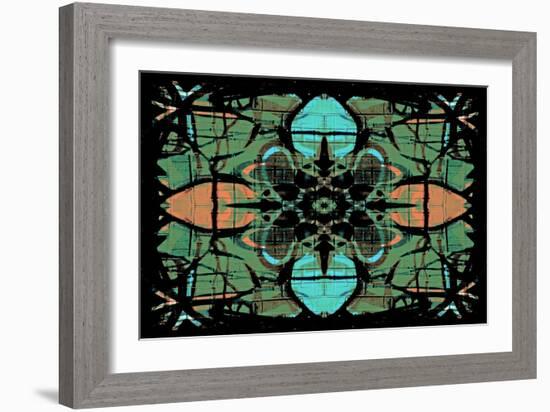 Vintage Retro Kaleidoscope Flower-Steve18-Framed Art Print