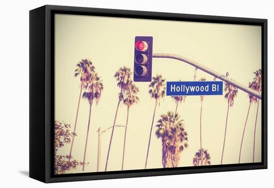 Vintage Retro Toned Hollywood Boulevard Sign, Los Angeles.-Maciej Bledowski-Framed Stretched Canvas