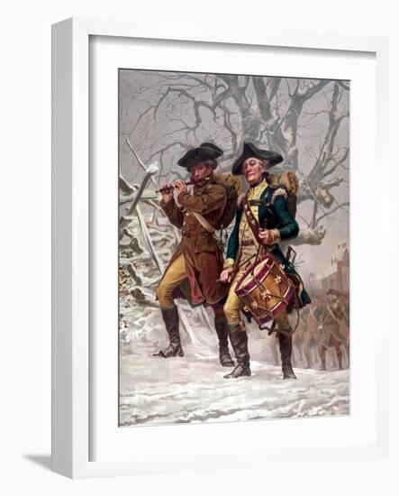 Vintage Revolutionary War Print of American Minutemen-Stocktrek Images-Framed Photographic Print