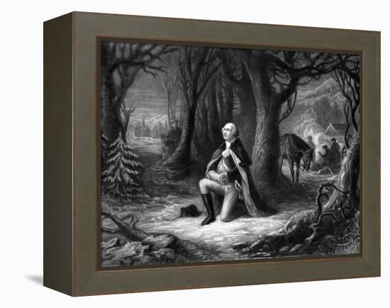 Vintage Revolutionary War Print of General George Washington Praying at Valley Forge-Stocktrek Images-Framed Premier Image Canvas