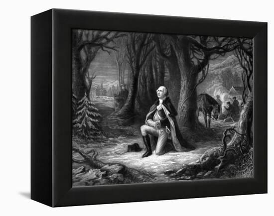 Vintage Revolutionary War Print of General George Washington Praying at Valley Forge-Stocktrek Images-Framed Premier Image Canvas