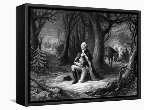 Vintage Revolutionary War Print of General George Washington Praying at Valley Forge-Stocktrek Images-Framed Premier Image Canvas